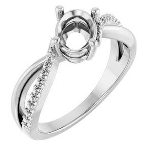 14K White Gold 7.5x5.5 mm Oval Ring Mounting – image 2