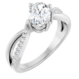 10K White Gold 7.5x5.5 mm Oval Ring Mounting