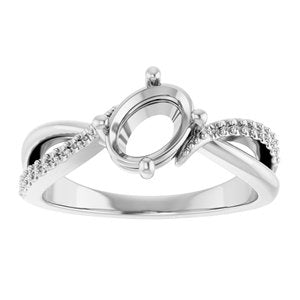14K X1 White Gold 7.5x5.5 mm Oval Ring Mounting – image 6