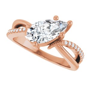 18K Rose Gold 10.5x5.5 mm Pear Ring Mounting – image 8