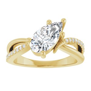 14K Yellow Gold 10.5x5.5 mm Pear Ring Mounting – image 5