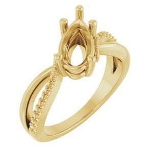 14K Yellow Gold 10.5x5.5 mm Pear Ring Mounting – image 2