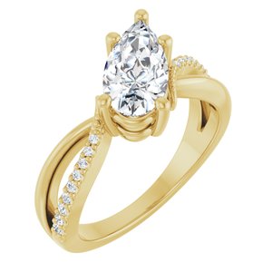 14K Yellow Gold 10.5x5.5 mm Pear Ring Mounting