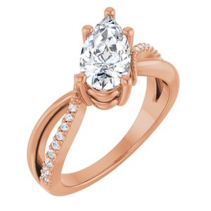 10K Rose Gold 10.5x5.5 mm Pear Ring Mounting