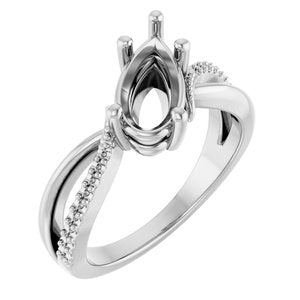10K White Gold 10.5x5.5 mm Pear Ring Mounting – image 2