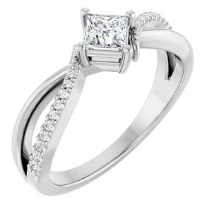 10K White Gold 3.75x3.75 mm Square Ring Mounting