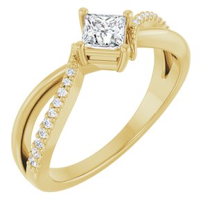 18K Yellow Gold 3.75x3.75 mm Square Ring Mounting