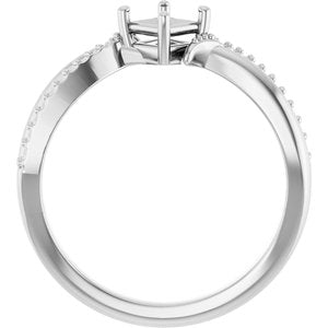 14K X1 White Gold 3.75x3.75 mm Square Ring Mounting – image 4