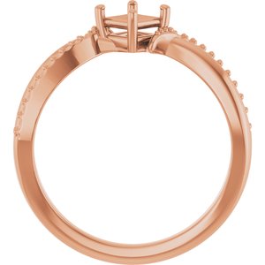 18K Rose Gold 3.75x3.75 mm Square Ring Mounting – image 4