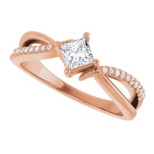 10K Rose Gold 3.75x3.75 mm Square Ring Mounting – image 8