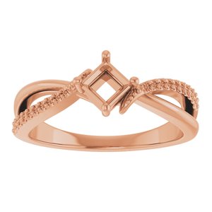 18K Rose Gold 3.75x3.75 mm Square Ring Mounting – image 6
