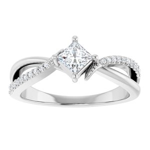 14K X1 White Gold 3.75x3.75 mm Square Ring Mounting – image 5