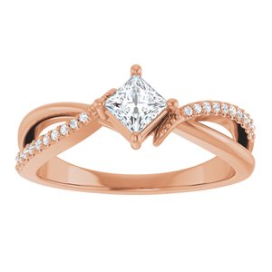 10K Rose Gold 3.75x3.75 mm Square Ring Mounting – image 5