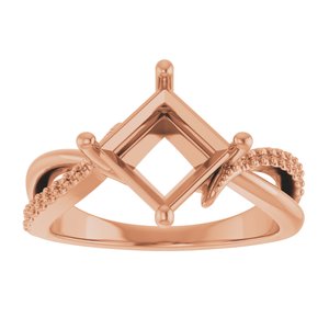 10K Rose Gold 7x7 mm Square Ring Mounting – image 6
