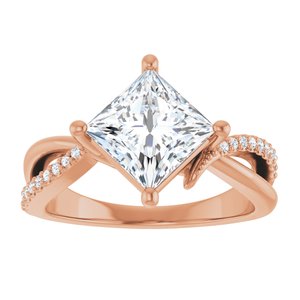 10K Rose Gold 7x7 mm Square Ring Mounting – image 5