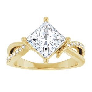 18K Yellow Gold 7x7 mm Square Ring Mounting – image 5