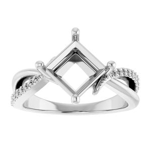 18K White Gold 7x7 mm Square Ring Mounting – image 6