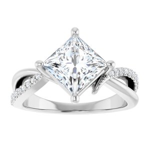 14K White Gold 7x7 mm Square Ring Mounting – image 5
