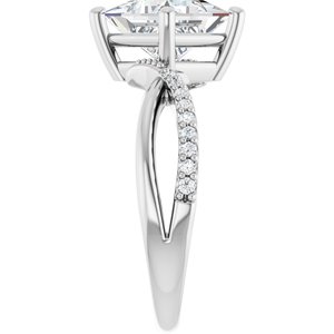 14K White Gold 7x7 mm Square Ring Mounting – image 7