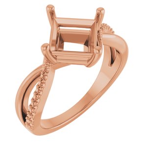 10K Rose Gold 7x7 mm Square Ring Mounting – image 2