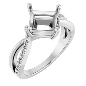 18K White Gold 7x7 mm Square Ring Mounting – image 2