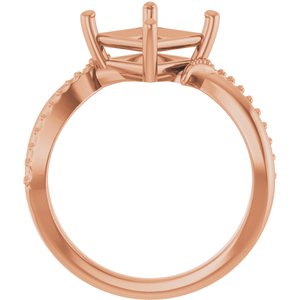 10K Rose Gold 7x7 mm Square Ring Mounting – image 4