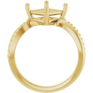 18K Yellow Gold 7x7 mm Square Ring Mounting – image 4