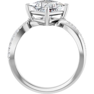 18K White Gold 7x7 mm Square Ring Mounting – image 3