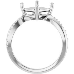 18K White Gold 7x7 mm Square Ring Mounting – image 4