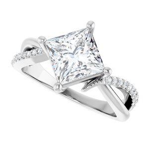10K White Gold 7x7 mm Square Ring Mounting – image 8