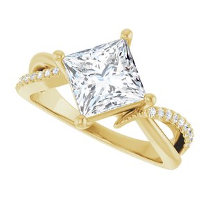 18K Yellow Gold 7x7 mm Square Ring Mounting – image 8