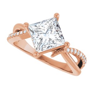 18K Rose Gold 7x7 mm Square Ring Mounting – image 8