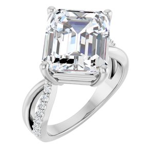 Sterling Silver 12x10 mm Emerald Ring Mounting