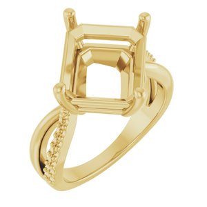 18K Yellow Gold 12x10 mm Emerald Ring Mounting – image 2
