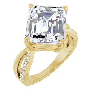 14K Yellow Gold 12x10 mm Emerald Ring Mounting