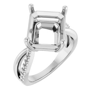 Sterling Silver 12x10 mm Emerald Ring Mounting – image 2