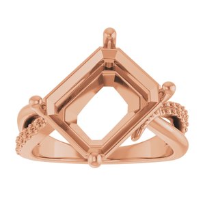 14K Rose Gold 12x10 mm Emerald Ring Mounting – image 6