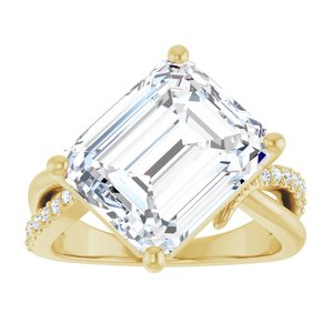14K Yellow Gold 12x10 mm Emerald Ring Mounting – image 5