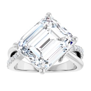 Sterling Silver 12x10 mm Emerald Ring Mounting – image 5