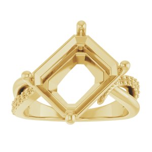 18K Yellow Gold 12x10 mm Emerald Ring Mounting – image 6