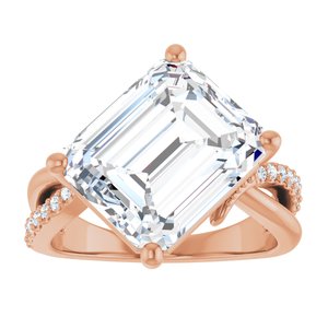 14K Rose Gold 12x10 mm Emerald Ring Mounting – image 5