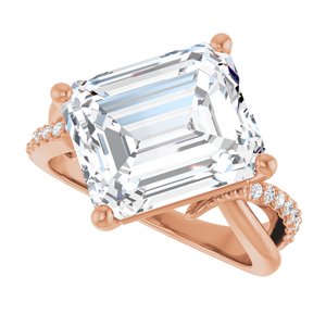 14K Rose Gold 12x10 mm Emerald Ring Mounting – image 8