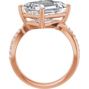 14K Rose Gold 12x10 mm Emerald Ring Mounting – image 3