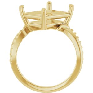 10K Yellow Gold 12x10 mm Emerald Ring Mounting – image 4