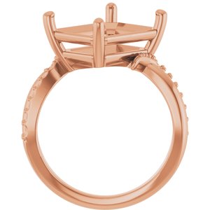 14K Rose Gold 12x10 mm Emerald Ring Mounting – image 4