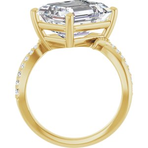 10K Yellow Gold 12x10 mm Emerald Ring Mounting – image 3