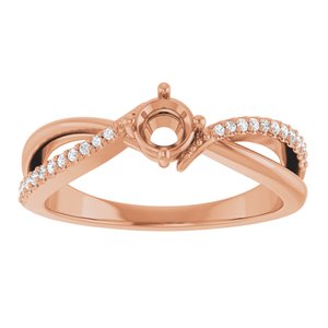 14K Rose Gold 4.1 mm Round 1/10 CTW Lab-Grown Diamond Semi-Set Ring – image 6
