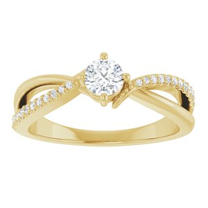 14K Yellow Gold 4.1 mm Round 1/10 CTW Lab-Grown Diamond Semi-Set Ring – image 5