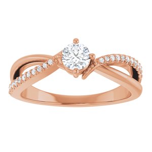 14K Rose Gold 4.1 mm Round .08 CTW Natural Diamond Semi-Set Ring – image 5