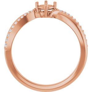 14K Rose Gold 4.1 mm Round 1/10 CTW Lab-Grown Diamond Semi-Set Ring – image 4